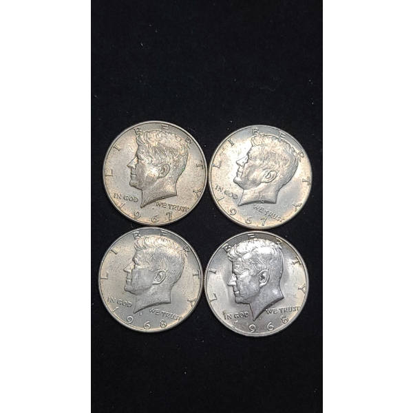 1967 & 1968 40% Kennedy Half Dollars - Face Value: $2.00