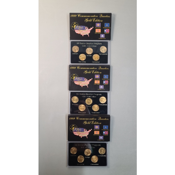 (3) 1999 Commemorative 50 State Quarters Program Gold Edition Sets 
