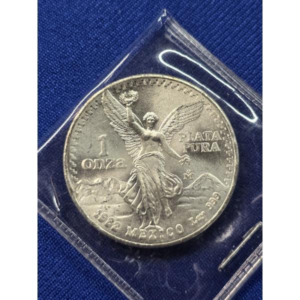 1982 Mo Mexico Libertad 1 Onza .999 Fine Silver Coin - Beautiful!