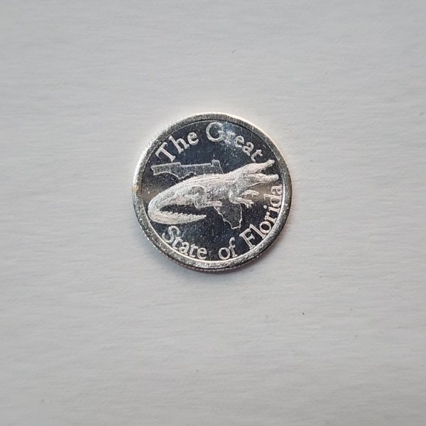 "The Great State of Florida" Gold Silver Naples: Gator 1 Gram .999 Fine Silver Round