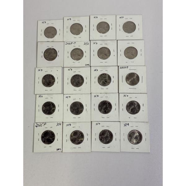 Quarters in Labeled Cards - Various Years - Mostly 2023 - FV $5.00