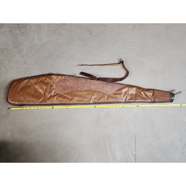 Vintage Leather Embossed Details Soft-Lined Zip-Up Rifle Case ~ 46in