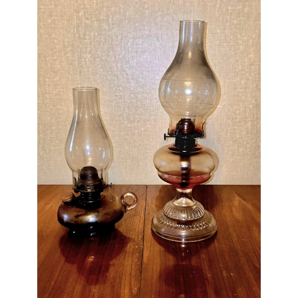 2 Oil Lamps - 13" & 18"