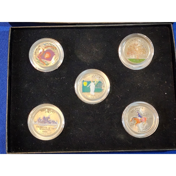 Colorized Statehood Quarters Collection - NJ, GA, PA, CT, DE