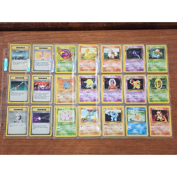 5 Pages of Assorted Vintage 90's Pokemon Trading Cards - Over 45 Trading Cards Altogether!