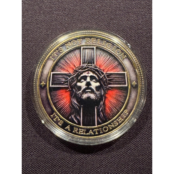 Jesus Christ CROSS Commemorative 24K Gold Covered Challenge Coin - Mint Condition