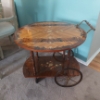 Image 4 : Vintage MCM Superbly Crafted Inlayed & Embellished All Wood Tea Cart - Pristine!
