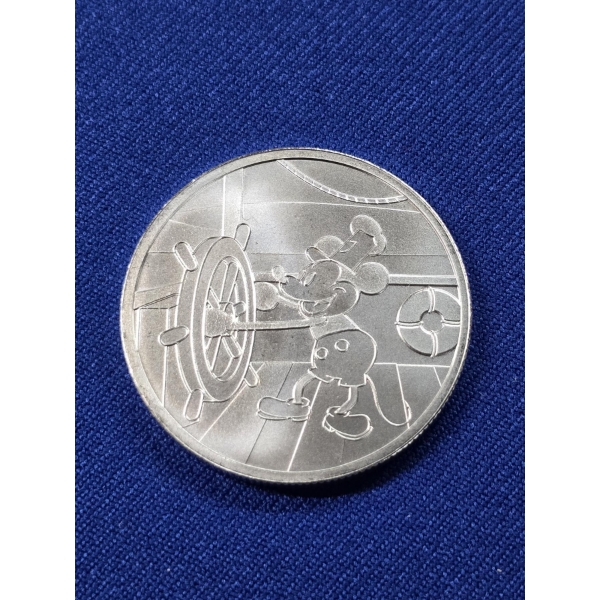 1928 DISNEY Mickey Mouse "Steamboat Willie" 1 oz Fine Silver Round - Mint Condition