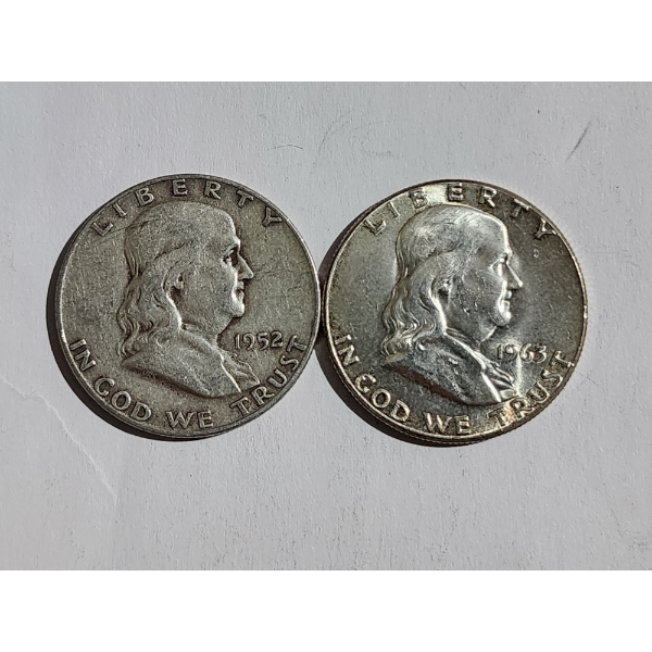 $1.00 Face Value in Benjamin Franklin 90% Silver Half Dollars