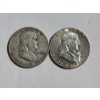 Image 1 : $1.00 Face Value in Benjamin Franklin 90% Silver Half Dollars