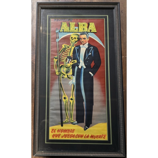 RARE PROFESOR ALBA Original 1959 Stone Lithograph Poster Magic History Medium Psychic Framed