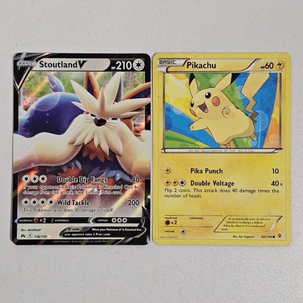 Pokémon TCG: Stoutland V 116/159 Holo Rare and Pikachu 50/149