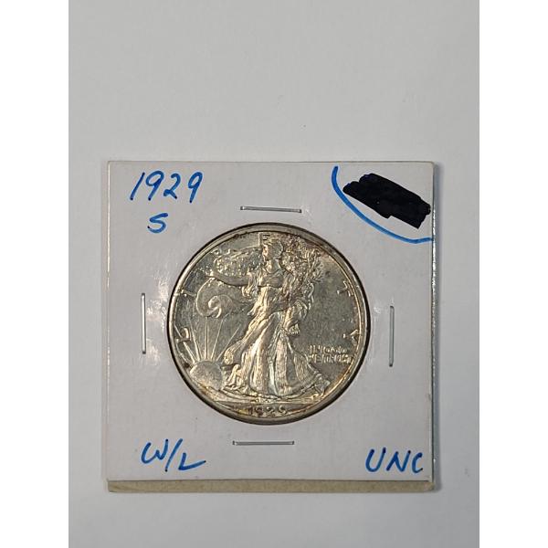 United States Semi-Key Date 1929-S Walking Liberty 90% Silver Half Dollar