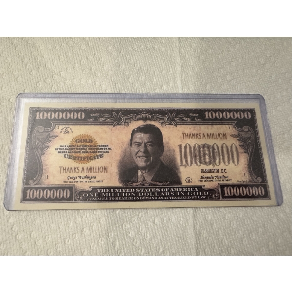 Limited Edition Ronald Reagan $1,000,000 Gold Note Bill - Mint Condition