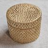 Image 3 : Lot of 6 Woven Rattan Coasters with Matching Cylindrical Storage Holder Box and Lid