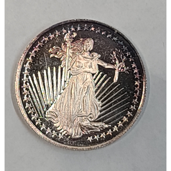 1/2 Troy Ounce .999 Fine Silver Lady Liberty Round Minted By The SilverTowne Mint