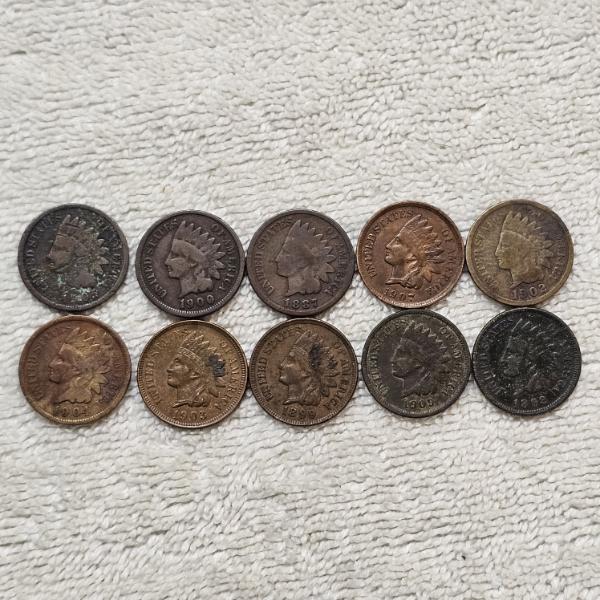 LOT OF 10 UNITED STATES Indian Head Pennies Excellent Condition Various Dates