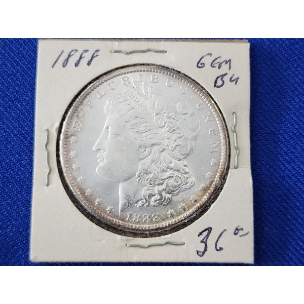 1888 GEM BU 90% Silver Morgan Dollar