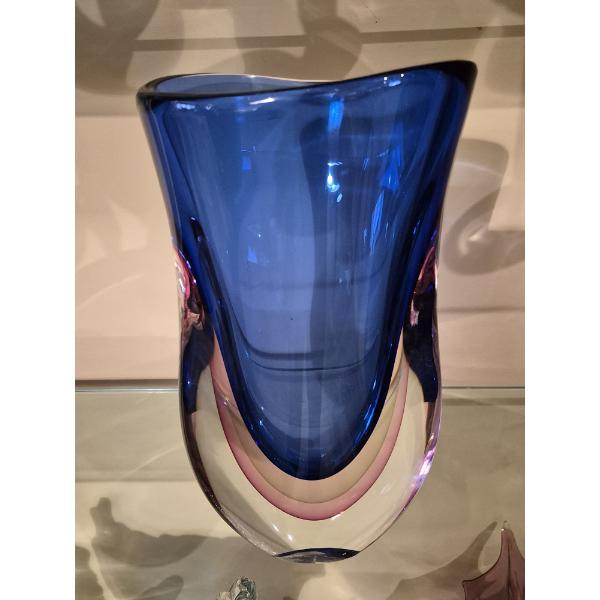 Formia by Murano Crystal & Blue Glass Vase - 12 1/2" by 7" Nice