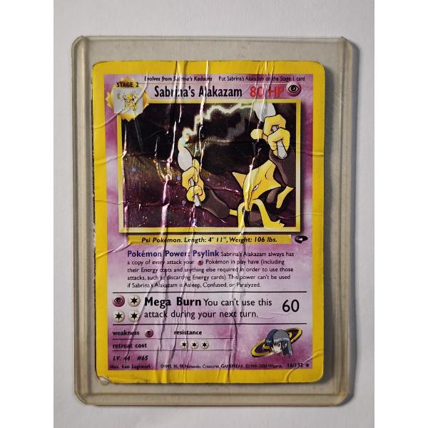 Sabrina's Alakazam 16/132 Holo Rare Vintage Pokemon Trading Card - DAMAGED