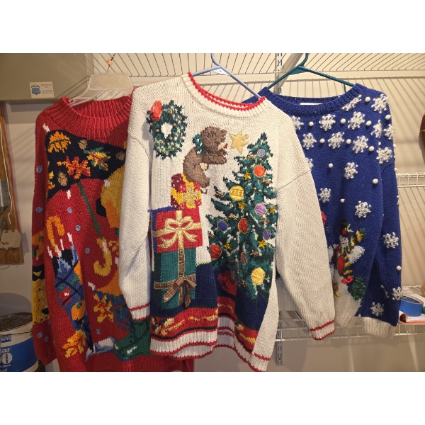 Three Medium Size Cute Christmas Sweaters