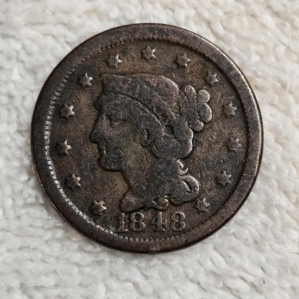 United States 1848 Braided Hair Large Cent One Cent Coin