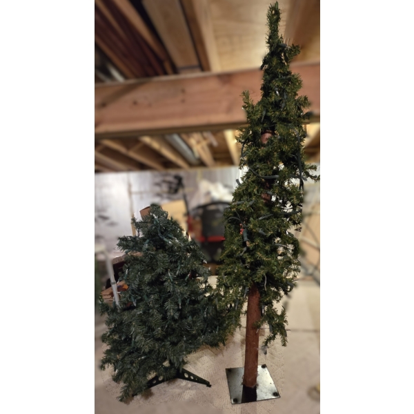 2 Faux Pine Trees with Lights - 30" & 4'
