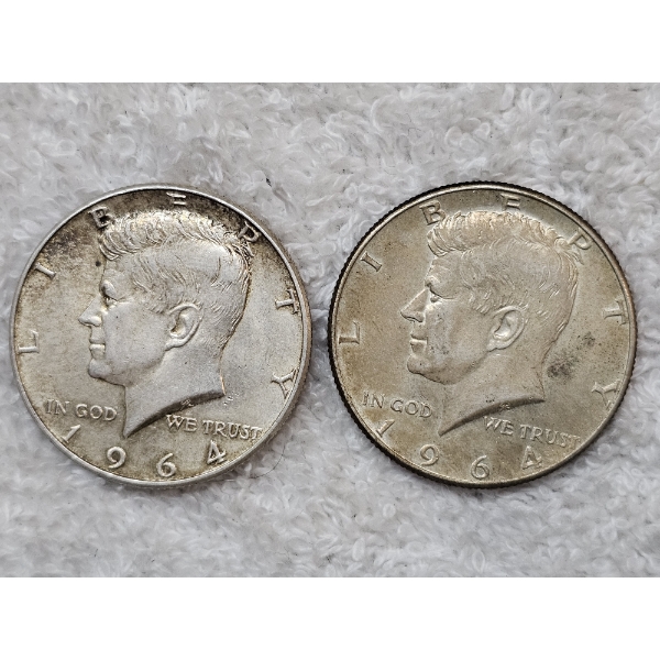Two 1964 United States Kennedy 90% Silver Half-Dollar Coins AFV $1.00