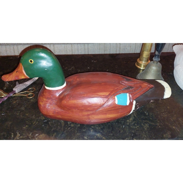 Carved Mallard Decoy Signed By Craftsman 1986 - "Strang"  See Photo