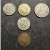 Image 1 : (3) 40% Silver Kennedy Halves, (1) 90% Franklin Half & (1) 1962 Mexico Un Peso ASW: 0.0514oz