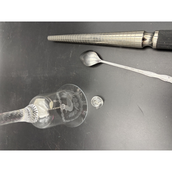Ring Sizer - Clear Bell with Broken Shell Piece & Spoon - Bird Bell Made in Romania 