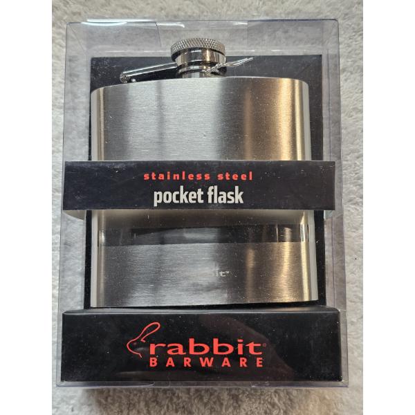 Stainless Steel Flask by Rabbit Barware - 6oz. Capacity, 5" Tall x 3.5" Wide