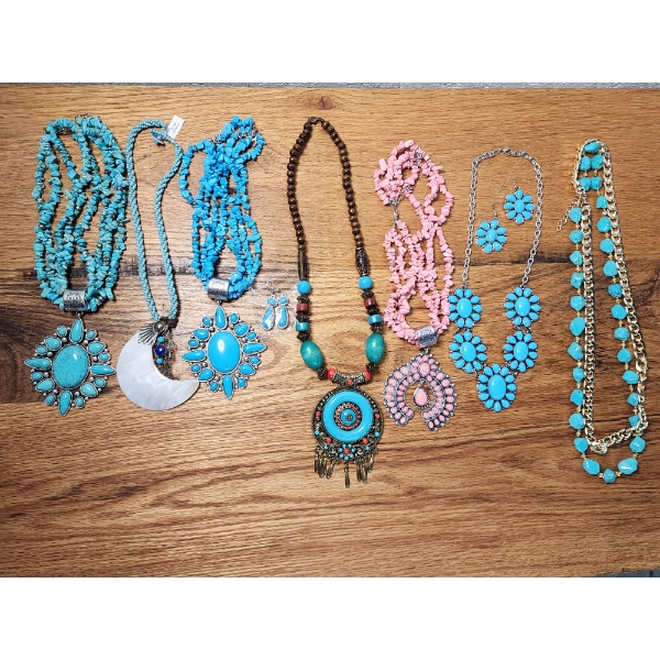 Assorted Costume Jewelry: Beautiful Chunky Necklaces, and 2 Sets w/ Matching Earrings