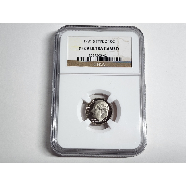 1981 S Type 2 Roosevelt Dime Graded NGC PF 69 ULTRA CAMEO