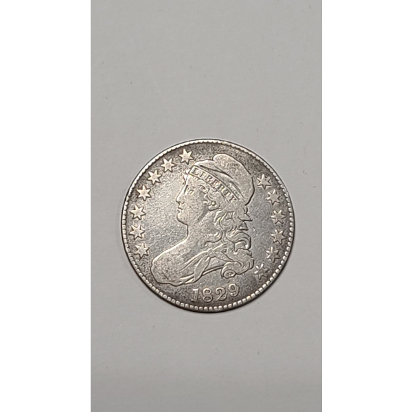 1829 Capped Bust 89.24% Silver Half Dollar
