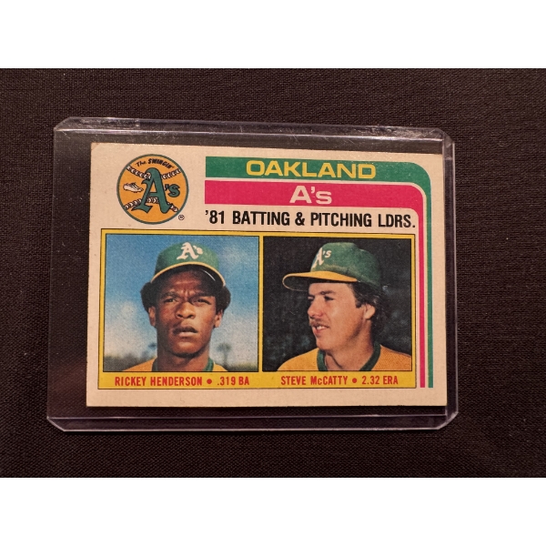 1982 Ricky Henderson Batting Leader Baseball Card - High Grade Card