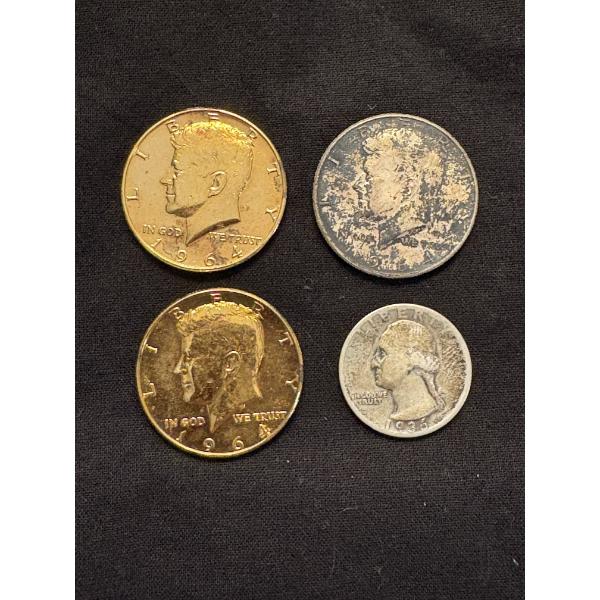 90% Silver- FV $1.75 1964-D Gold Plated Kennedy Half Dollar Mintage: 273,304,004
