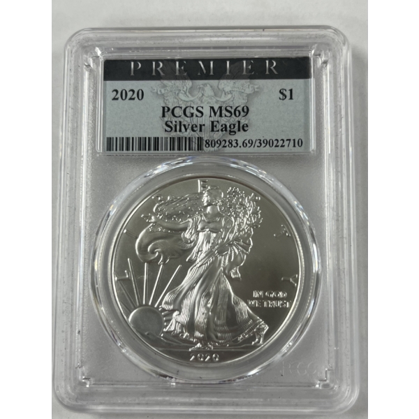 2020 United States American Silver Eagle .999 Fine Silver Troy Ounce Coin Graded NGC - MS 70