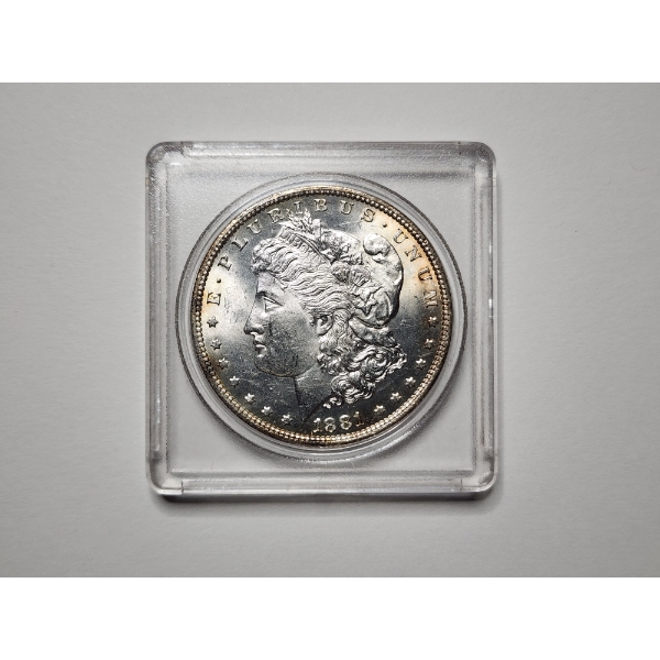 Very Nice 1881 Morgan Silver Dollar From Philadelphia Mint in Protective Casing 