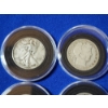 Image 2 : x4 90% Silver Half Dollars: Assorted Walking Liberty and 1904 Barber In Capsules FV: $2.00