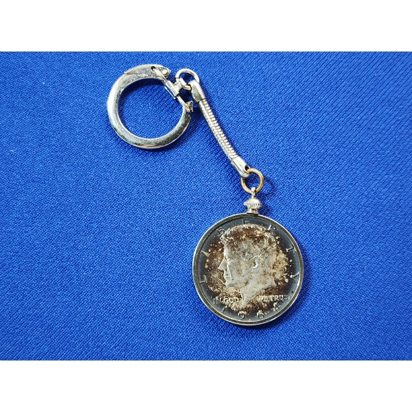 1964 90% Silver Kennedy Half Dollar on Keychain