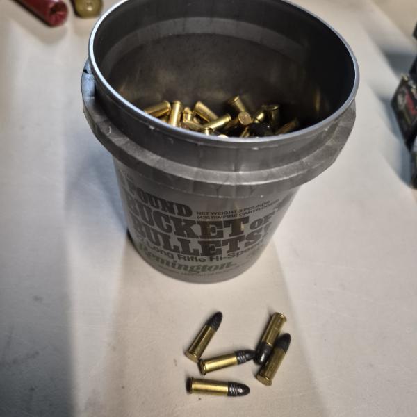 AMMO - 22 CALIBER - BUCKET OF ROUNDS - 1.83 LBS - LONG RIFLE ROUNDS - SEE PICS