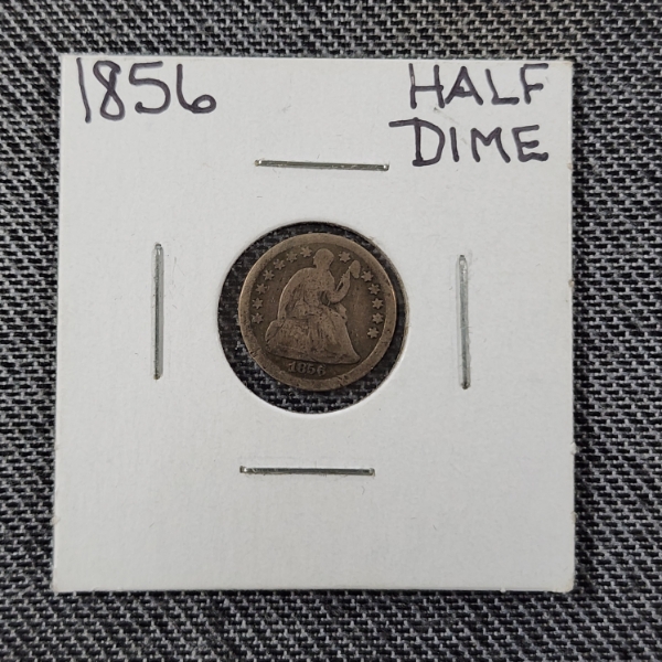 1856 United States Seated Liberty 90% Silver HALF Dime Minted in Philadelphia ~  