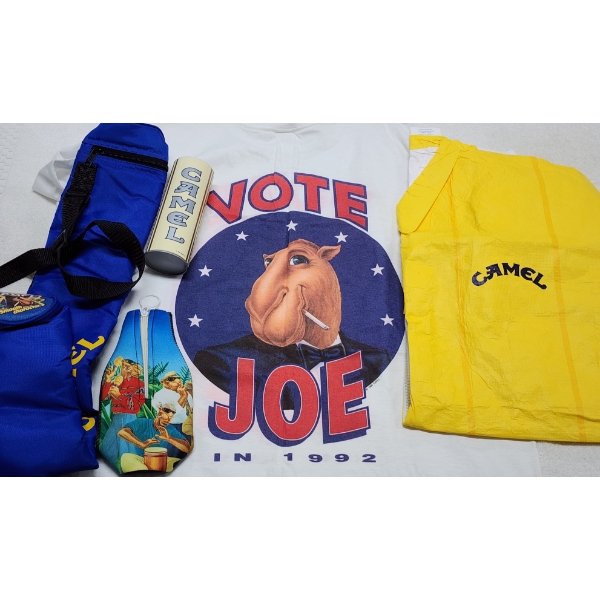 Vote Camel Joe Advertisement Shirt & Raincover With Koozie, Golf Balls & Tube Cooler