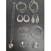 Image 1 : Sterling Silver Group Featuring, A Beautiful Heart Locket On 18'' Chain, And Eight Pairs Of Fabulous