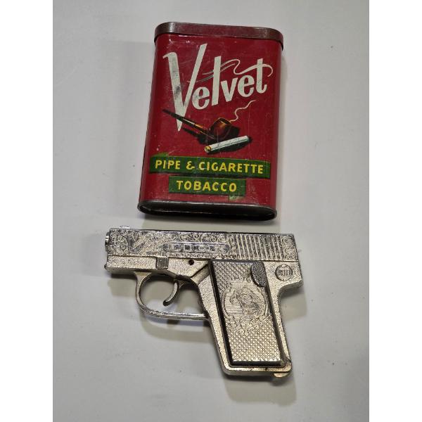 Vintage Metal Dick Cap Gun And Velvet Tin 