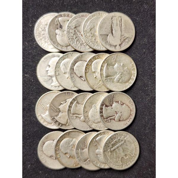 $5 Face Value in Assorted 90% Silver Quarters 