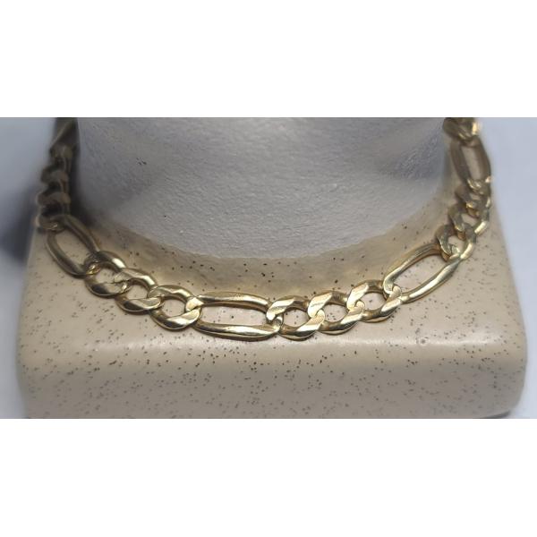 14K Yellow Gold 8.5" Figaro Anchor Style Bracelet - Weight: 10.0g
