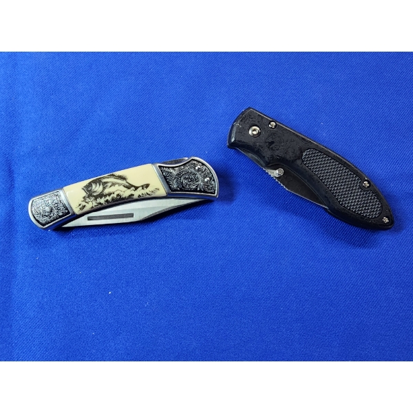 2 Stainless Steel Pocket Knives - Collector's Knife Fish Design