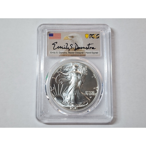 2021 American Silver Eagle - 1 oz .999 Fine Silver - PCGS MS 70 Type 2 First Strike Signed! 